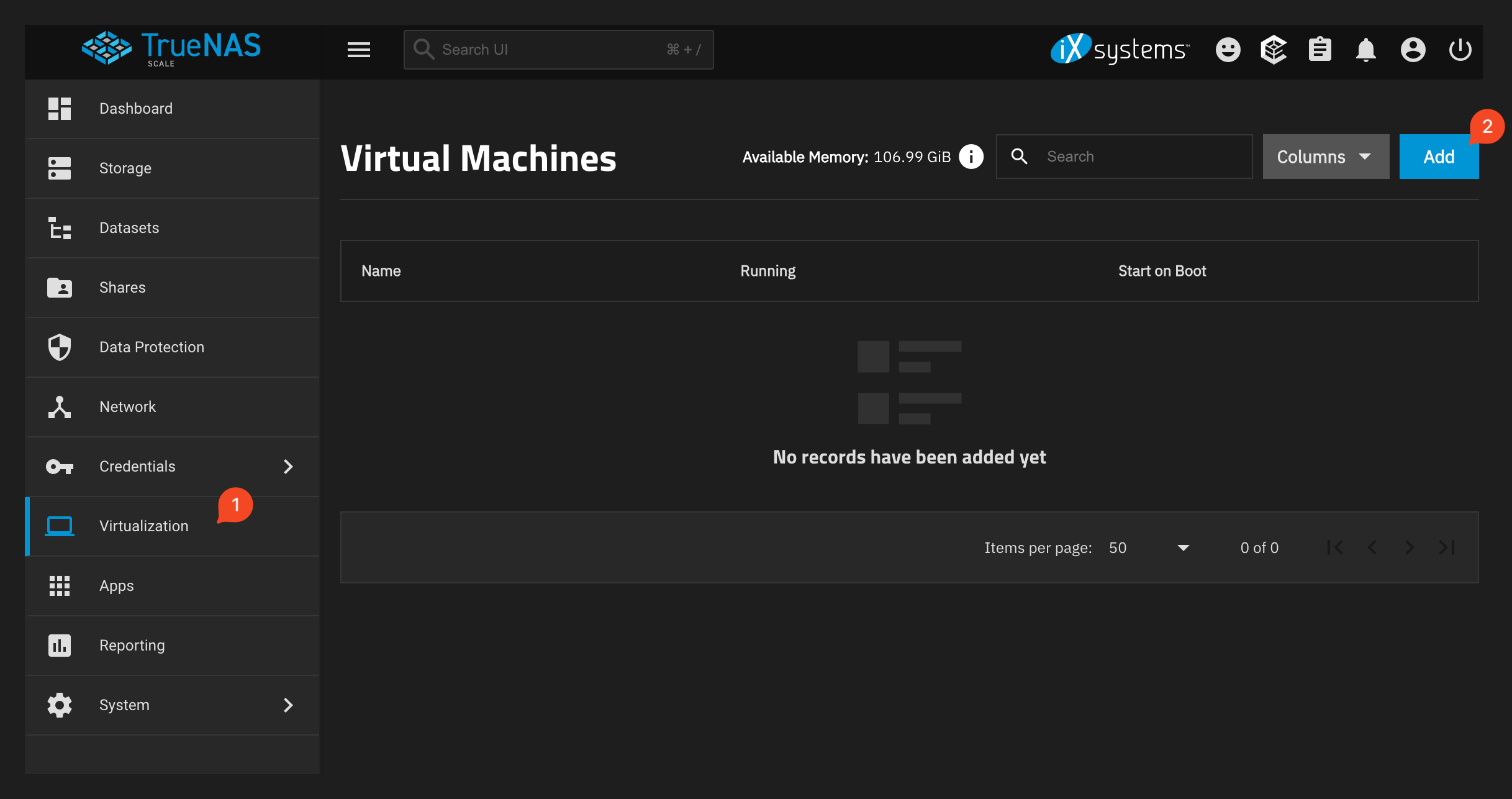 TrueNAS VM Page