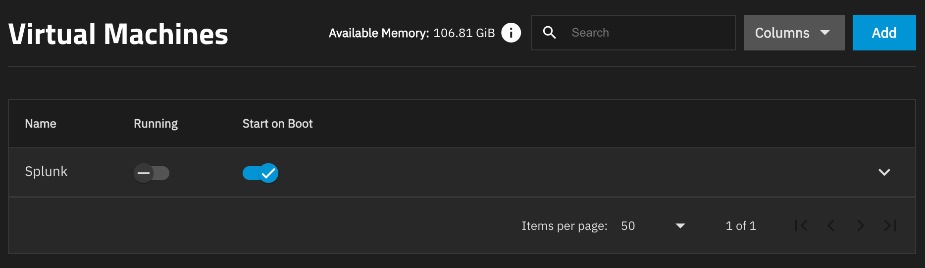 TrueNAS VM Page